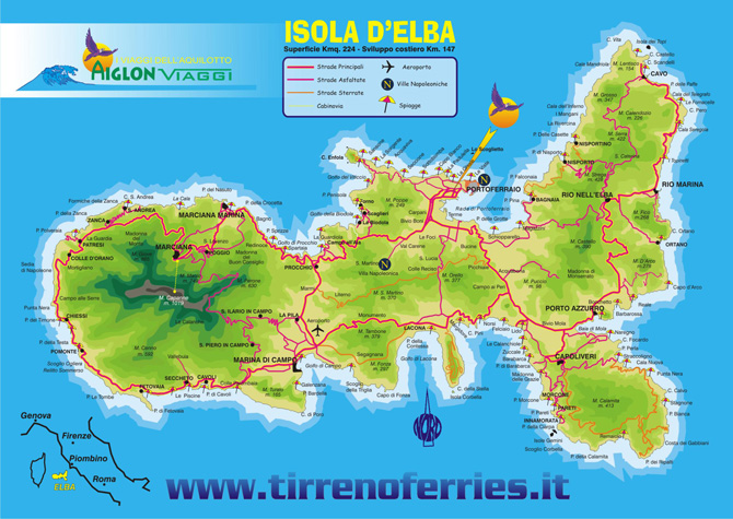 cartina Elba - traghetti on-line
